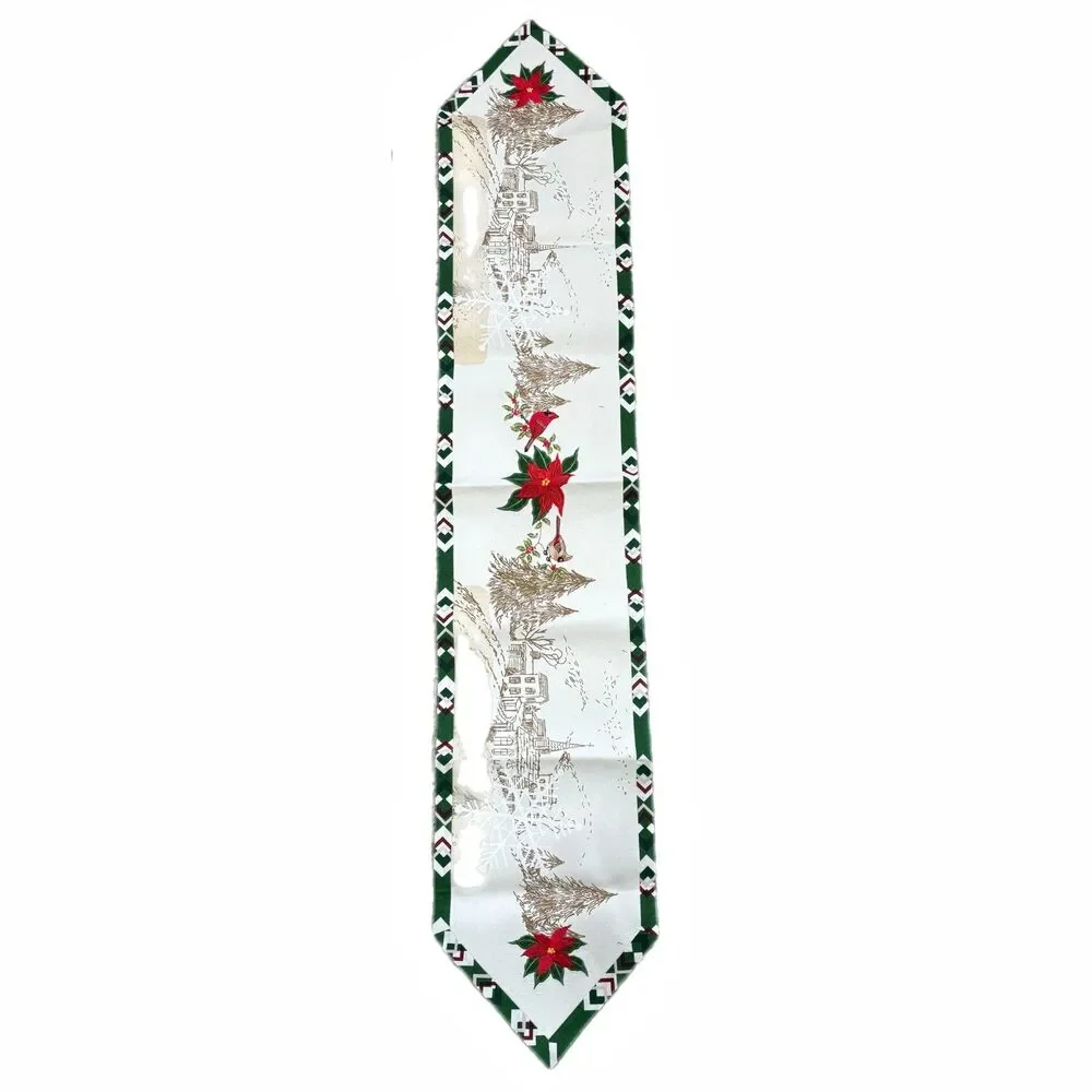 Embroidered Country Farmhouse Table Runner 13x72 Christmas Holiday Cardinal